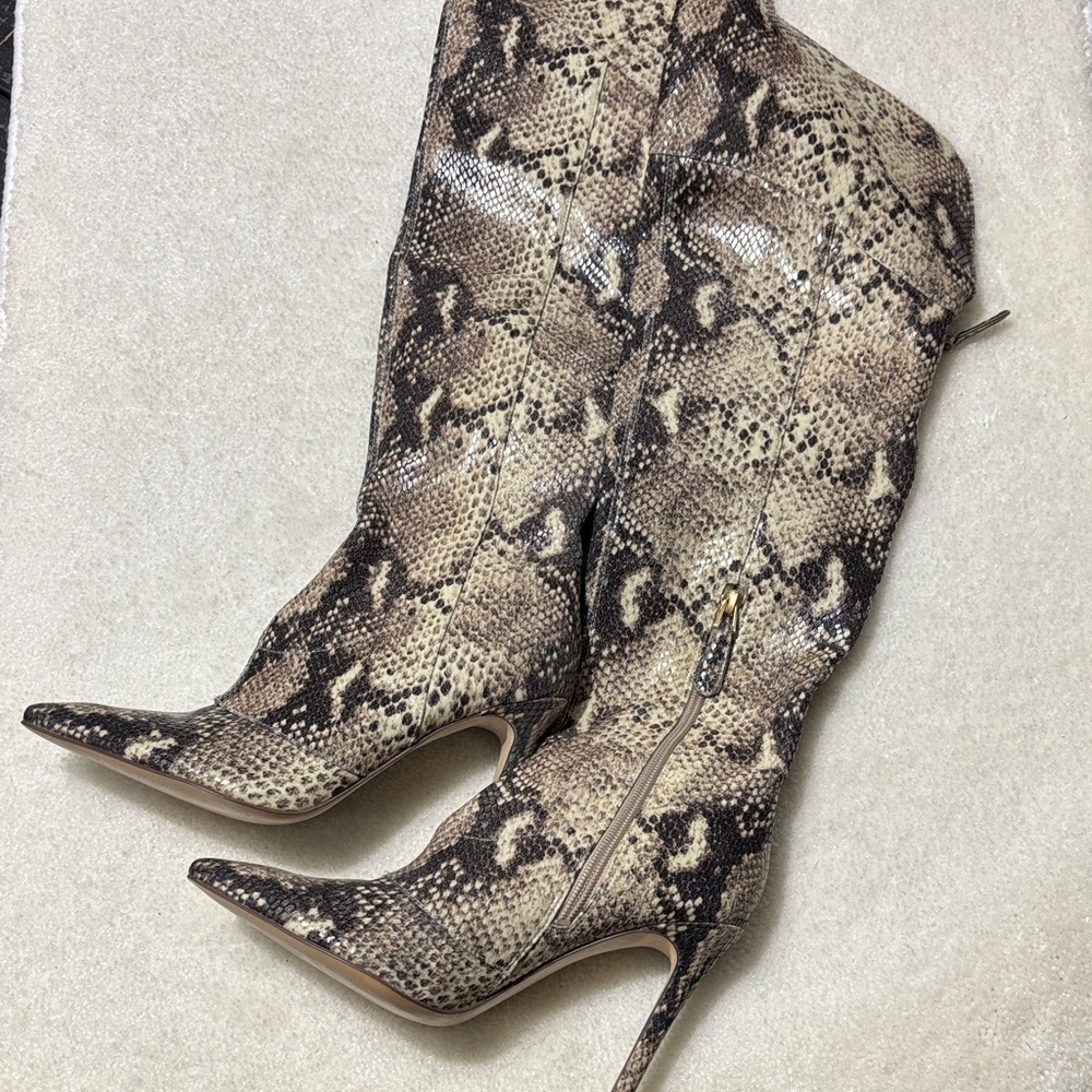 Guess Snakeskin Patterned Over The Knee Boots